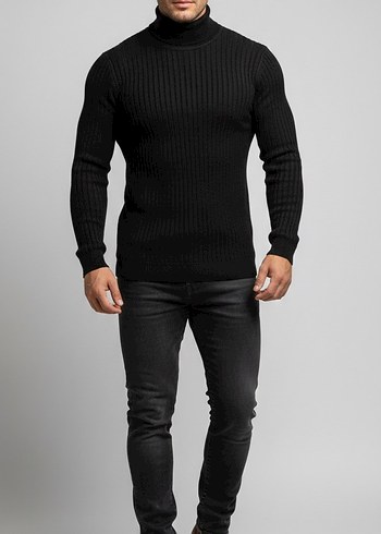 Siyah Boğazlı  Erkek Kazak - Görsel 3