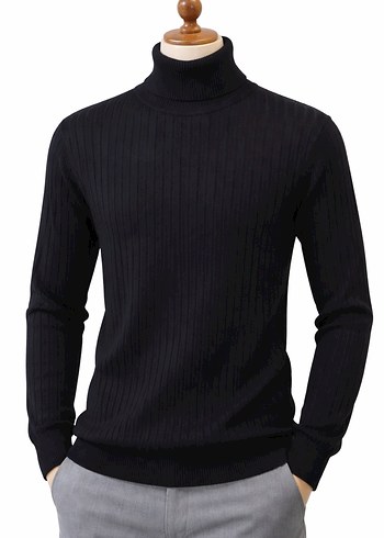 Siyah Boğazlı  Erkek Kazak - Görsel 4