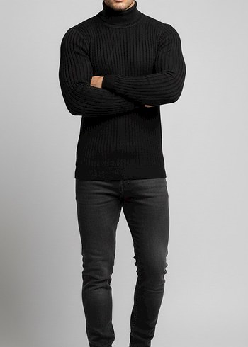 Siyah Boğazlı  Erkek Kazak - Görsel 2