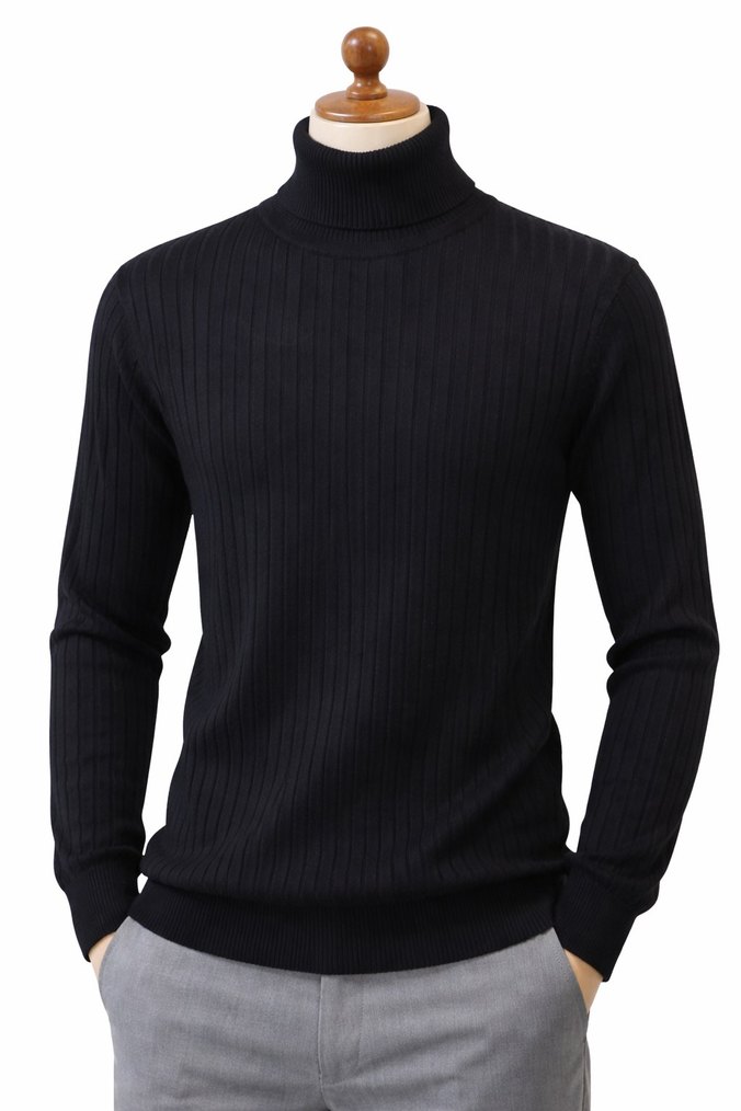 Siyah Boğazlı  Erkek Kazak - Görsel 4