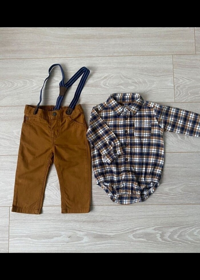 Carter's gömlek zıbın pantalon takımı  - Görsel 2