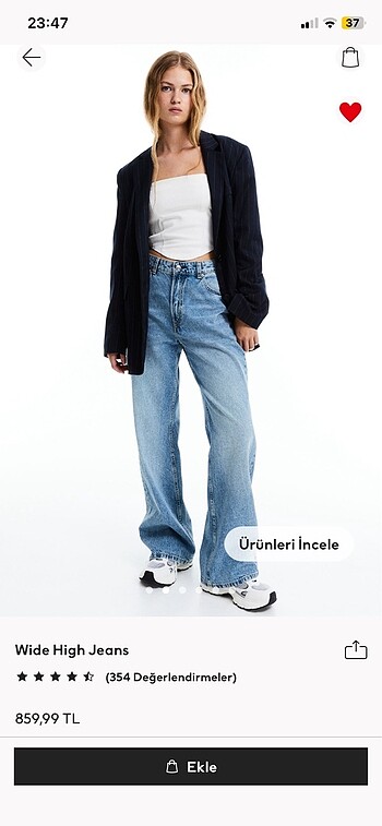 H&M wide high jeans