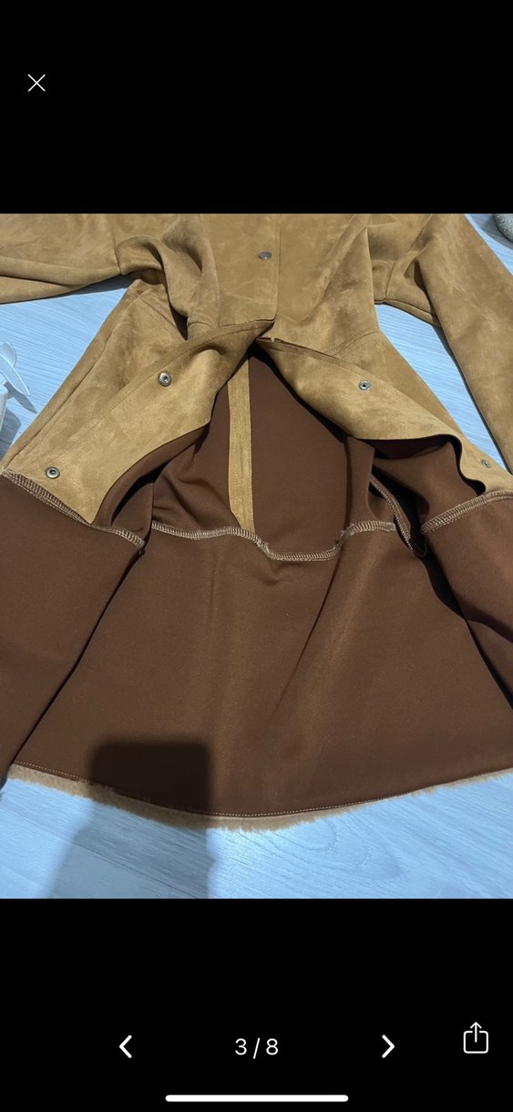 Vintage bohem y2k lolita Süet Kısa Kahverengi Kaban - Görsel 3