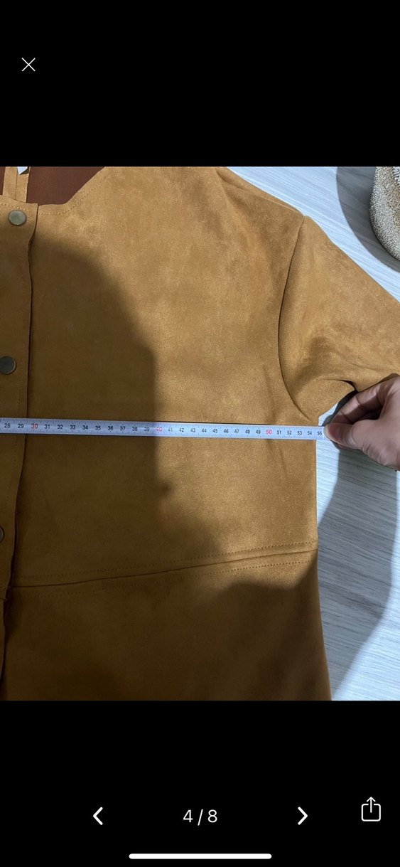 Vintage bohem y2k lolita Süet Kısa Kahverengi Kaban - Görsel 4