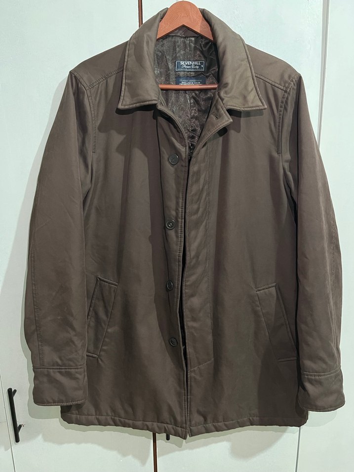 Vintage 00s y2k  Kahverengi Midi Erkek Klasik mont - Görsel 2