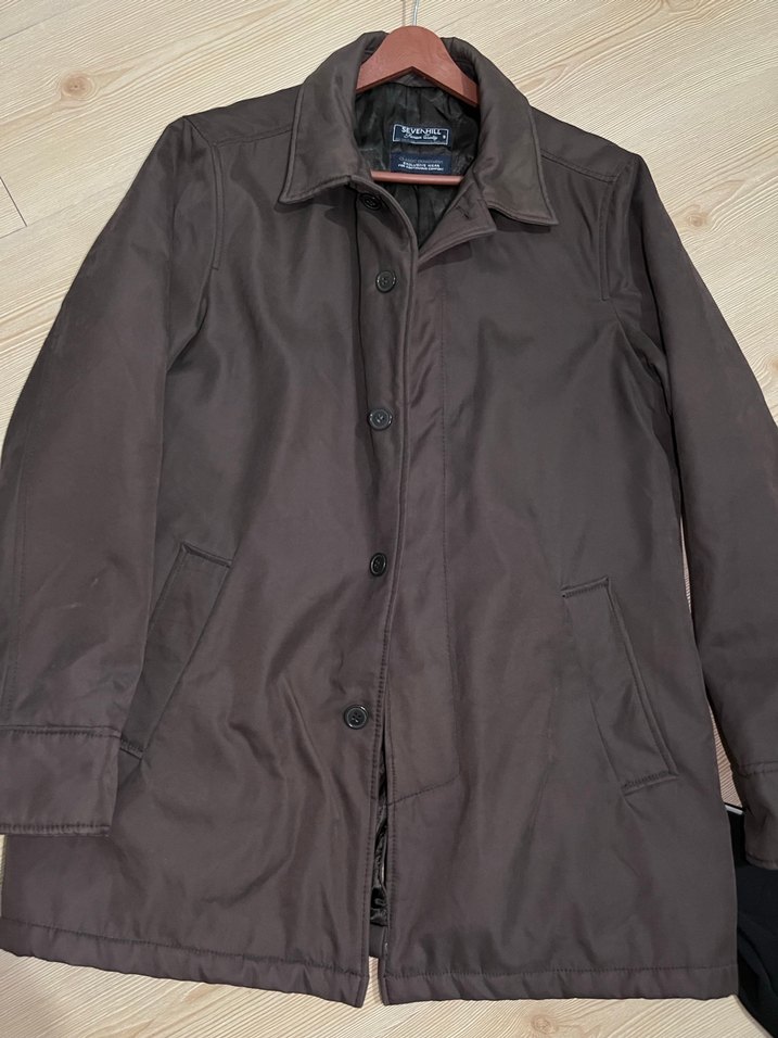 Vintage 00s y2k  Kahverengi Midi Erkek Klasik mont - Görsel 4