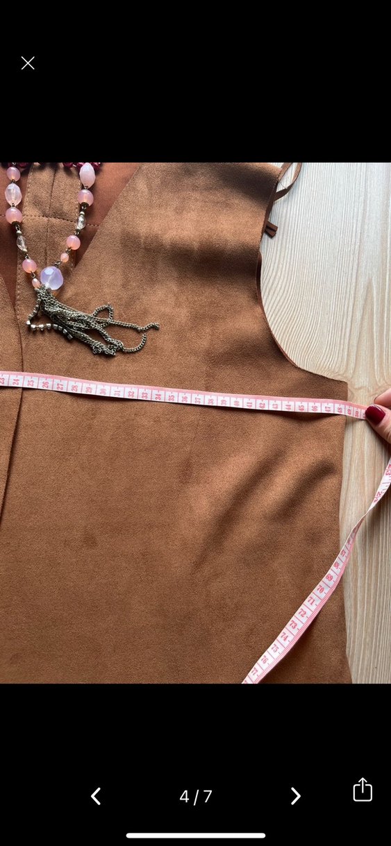 American vintage y2k fairycore püsküllü Uzun Süet Kadın Yelek - Görsel 4