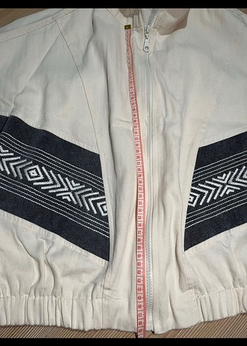American vintage y2k nakışlı Gri Beyaz Kadın Mini Ceket - Görsel 4