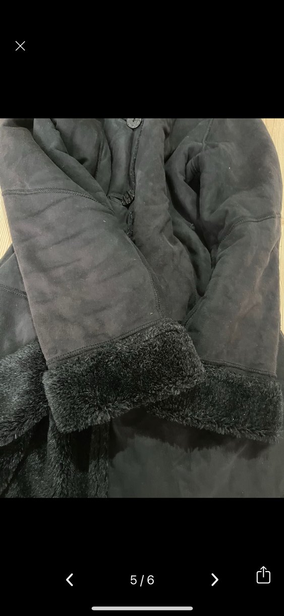 Vintage gotik coquette Siyah Uzun Süet Kürklü Kadın Kaban - Görsel 5