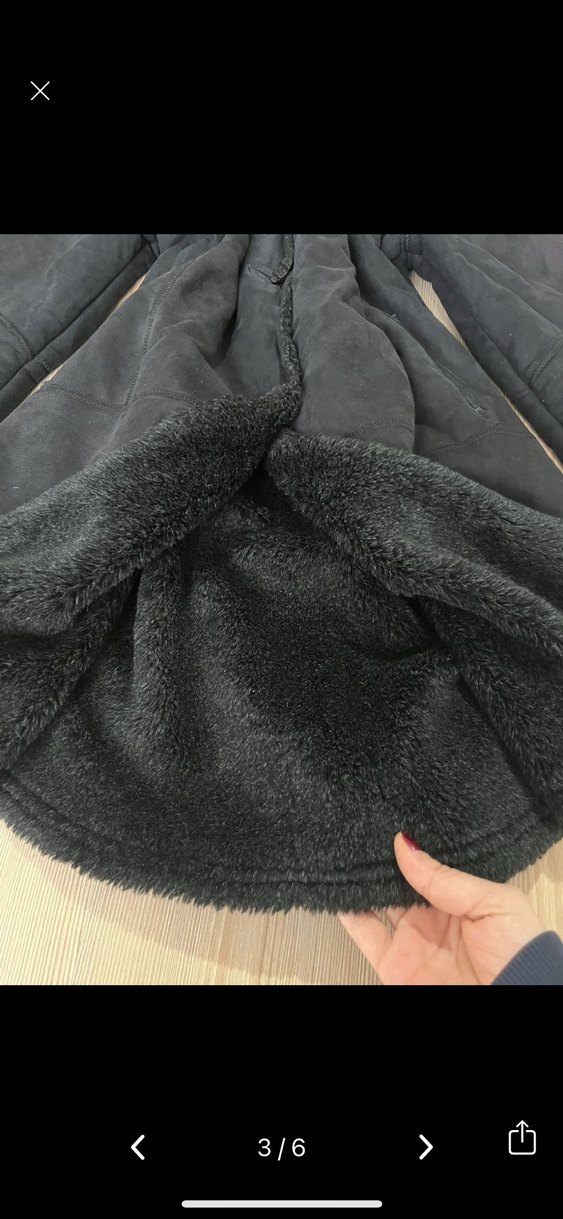 Vintage gotik coquette Siyah Uzun Süet Kürklü Kadın Kaban - Görsel 3