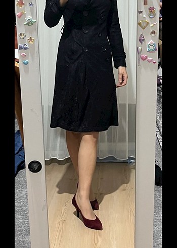 American Vintage gotik y2k fairycore Düğmeli Midi Trençkot - Görsel 5