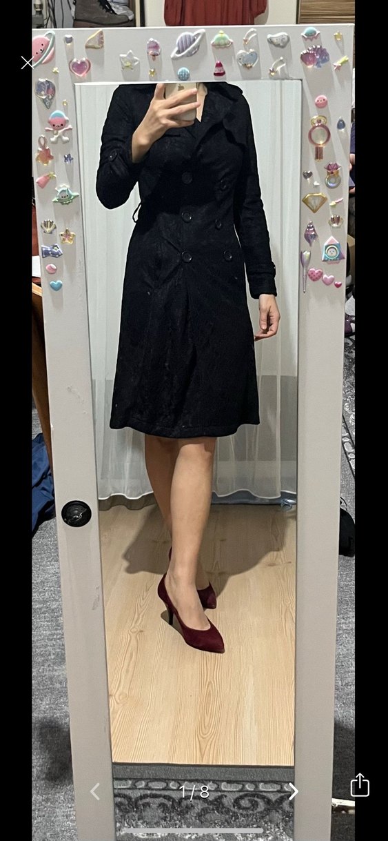 American Vintage gotik y2k fairycore Düğmeli Midi Trençkot - Görsel 5