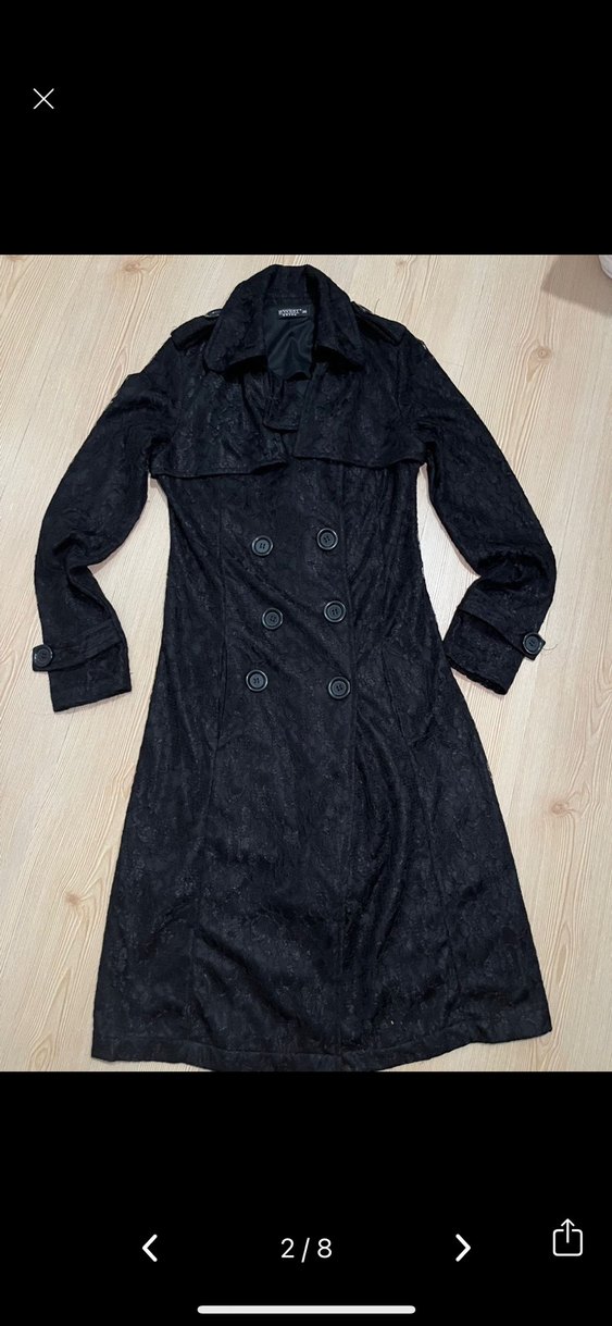 American Vintage gotik y2k fairycore Düğmeli Midi Trençkot - Görsel 3