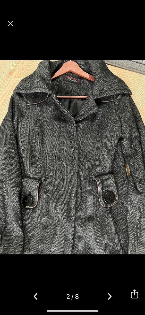 American vintageGri Kadın Kaban - Görsel 2