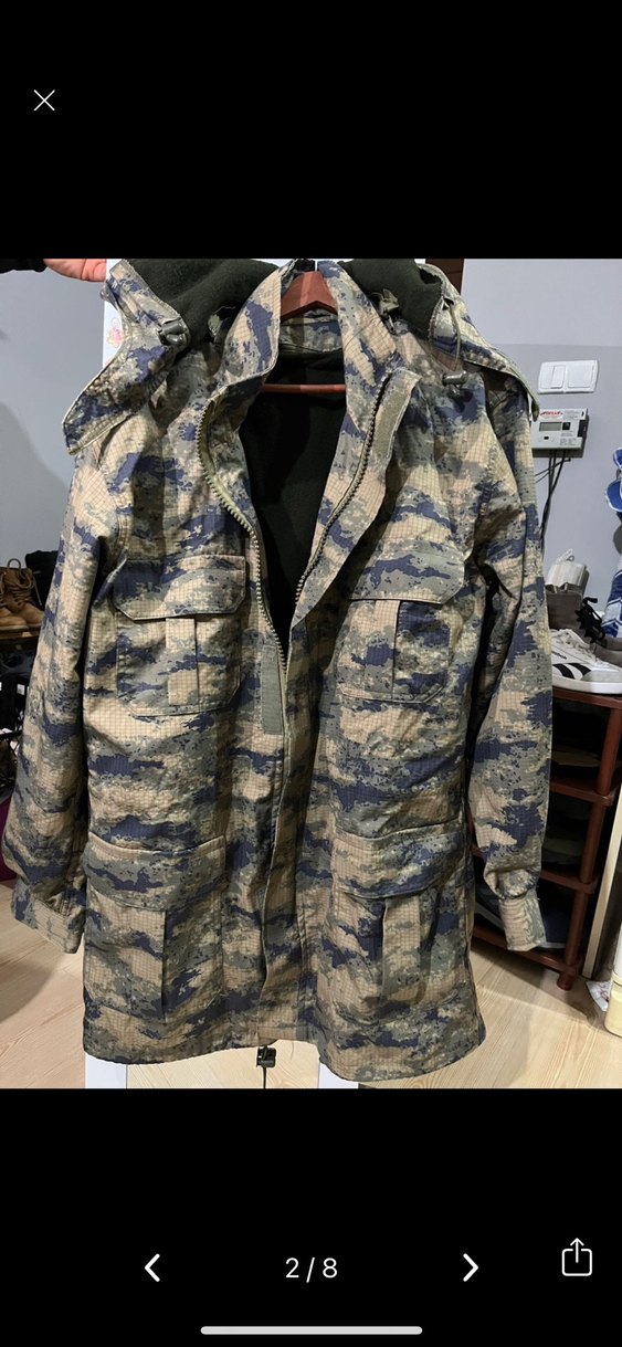 Askeri Kapüşonlu Kamuflaj Desenli Uzun Erkek Mont - Görsel 2