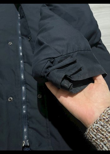 Düğmeli Lacivert Kapüşonlu Erkek parka - Görsel 4