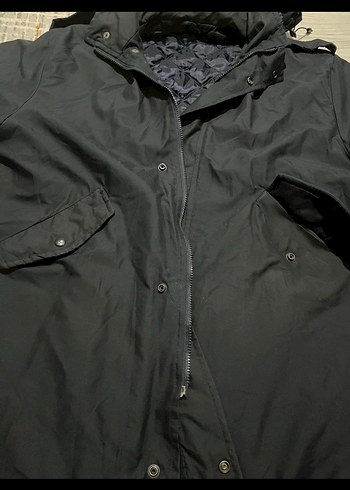 Düğmeli Lacivert Kapüşonlu Erkek parka - Görsel 8