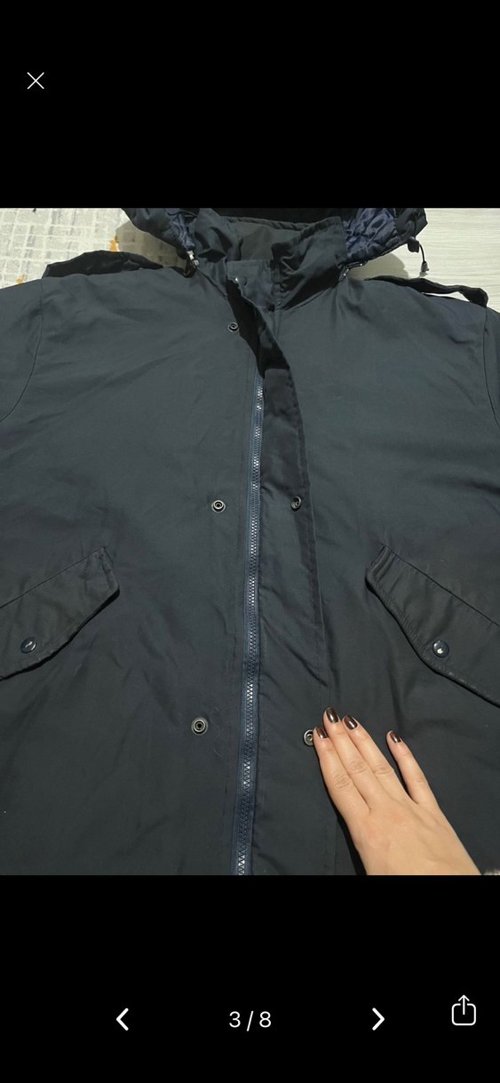 Düğmeli Lacivert Kapüşonlu Erkek parka - Görsel 3