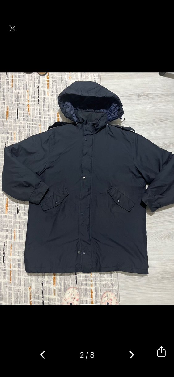 Düğmeli Lacivert Kapüşonlu Erkek parka - Görsel 2