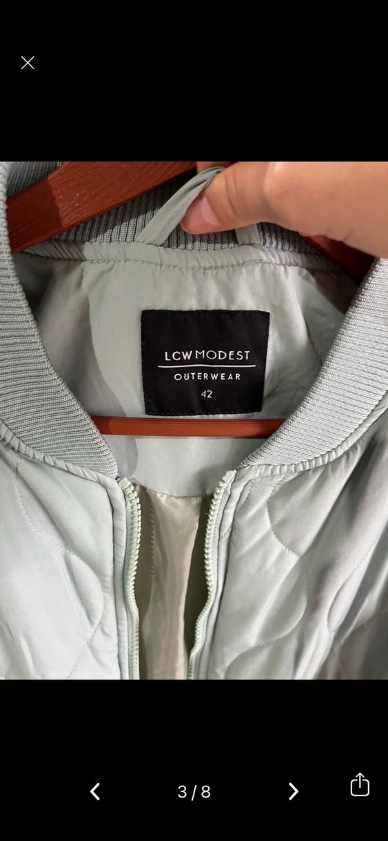 LCW Modest Haki Dik Yaka Uzun Kollu Kadın Yağmurluk - Görsel 3