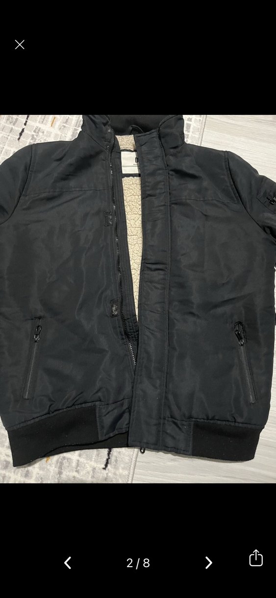 American vintage Siyah Fermuarlı Erkek Streetwear Mont - Görsel 2