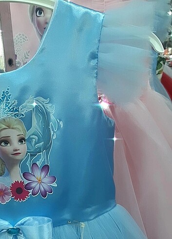 5 Yaş Beden mavi Renk #Elsa kostüm elbise