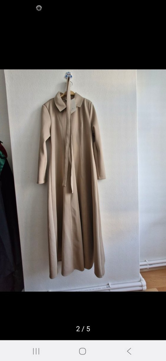 Scuba bej elbise - Görsel 2