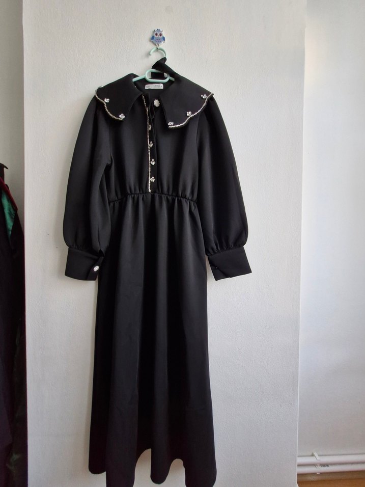 Ahel tasarım scuba yakalı elbise - Görsel 3