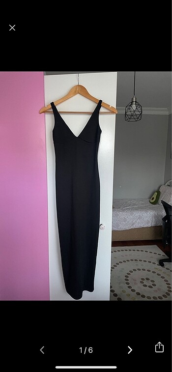 bershka askılı midi elbise