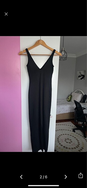 Bershka bershka askılı midi elbise