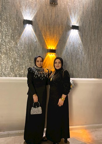 Boncuk İşlemeli Siyah Uzun Abiye Elbise - Görsel 6