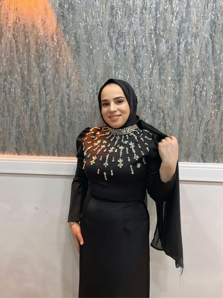 Boncuk İşlemeli Siyah Uzun Abiye Elbise - Görsel 5