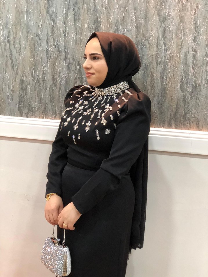 Boncuk İşlemeli Siyah Uzun Abiye Elbise - Görsel 4