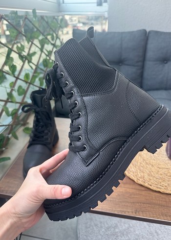 Kadın Siyah Bağcıklı Platform Topuklu Bot - Görsel 5