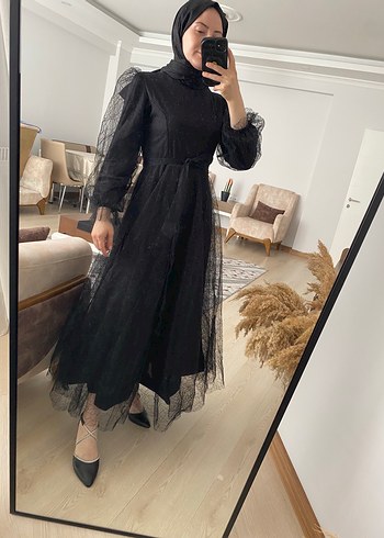 Uzun Siyah Gotik Kadın Elbise - Görsel 2