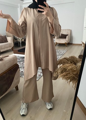 Bej Kadın Uzun Salaş Takım - Görsel 5