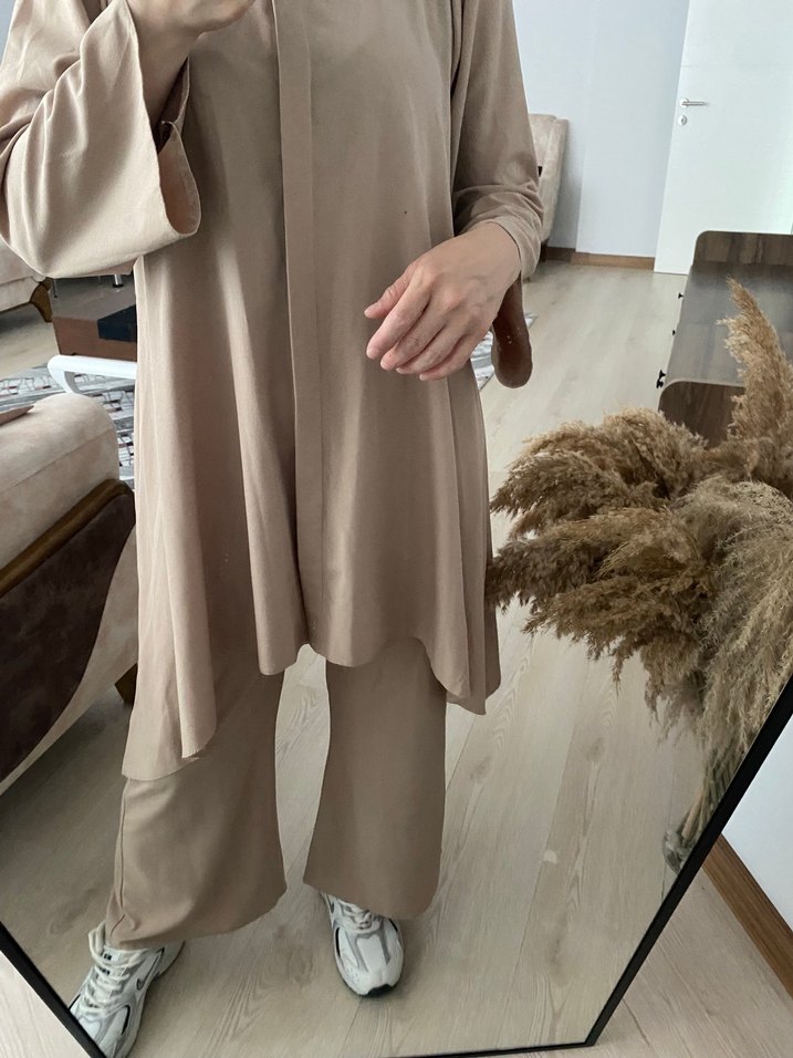 Bej Kadın Uzun Salaş Takım - Görsel 3