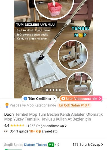Doori Tembel Mop Otomatik Temizlik Aparatı