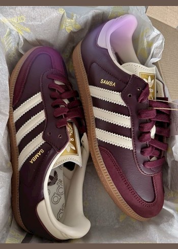 Adidas Kadın Bordo Deri Sneaker Wedge Topuk