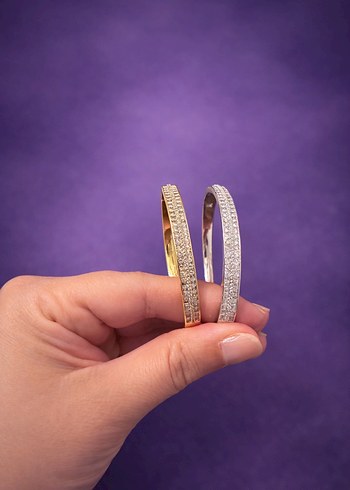 Altın/Gümüş Renk Taş Detaylı Minimalist Bileklik - Görsel 5