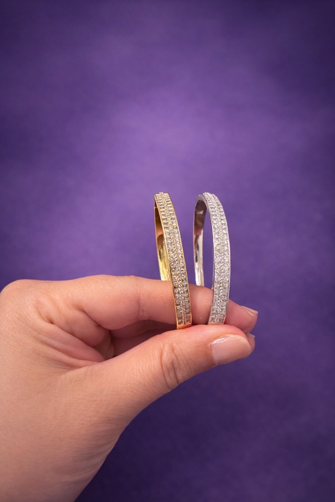 Altın/Gümüş Renk Taş Detaylı Minimalist Bileklik - Görsel 5