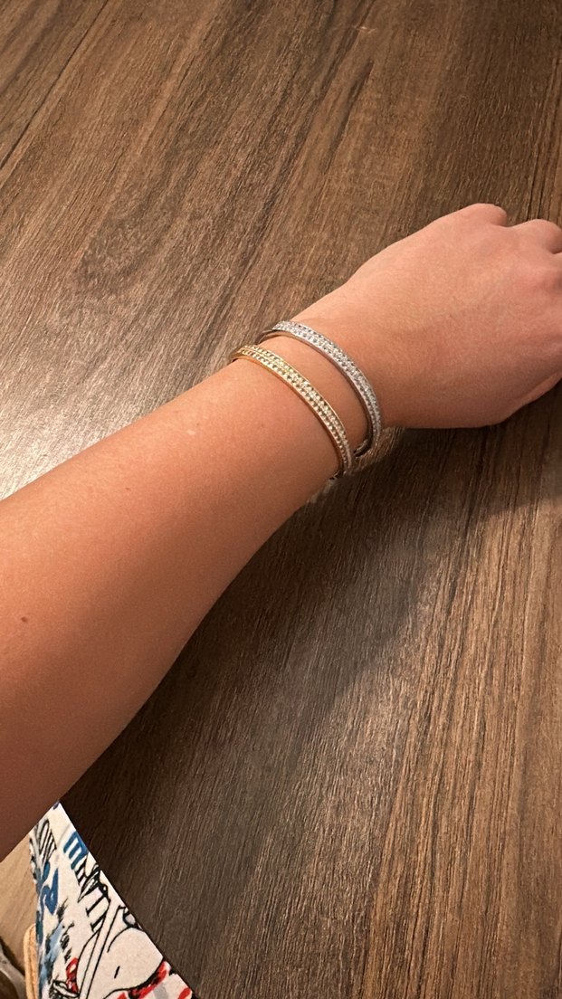 Altın/Gümüş Renk Taş Detaylı Minimalist Bileklik - Görsel 2