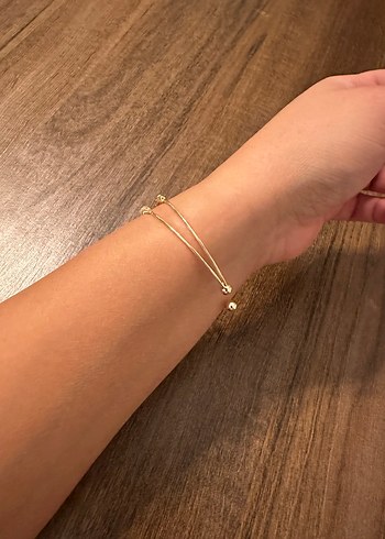 Altın Renkli Boncuklu Minimalist Bileklik - Görsel 4