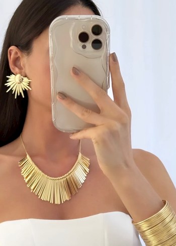 Parlak Altın Renkli Kadın Bileklik - Görsel 2