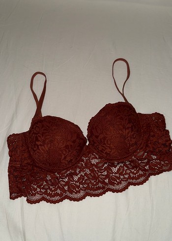 m Beden Oysho Kiremit renkli Dantel Bohem Bralet