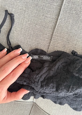 Zara Zara Dantel Nakışlı Siyah Gotik Bralet