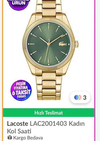 Orijinal Lacoste Altın Renk Kadın Kol Saati