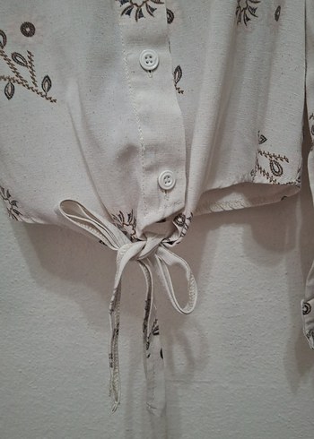 çiçekli keten kız çocuk bluz - Görsel 4