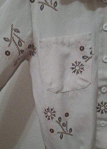 çiçekli keten kız çocuk bluz - Görsel 2