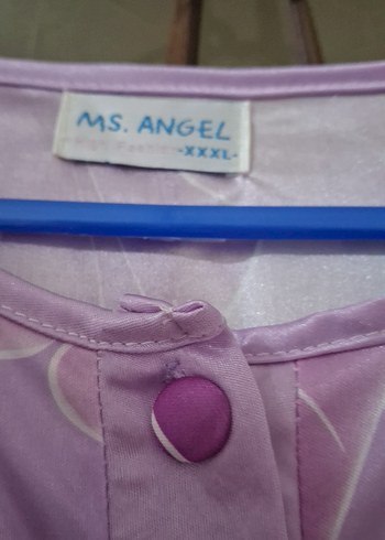 Mor Çiçek Desenli kısa  Kadın Gecelik pijama takım - Görsel 2